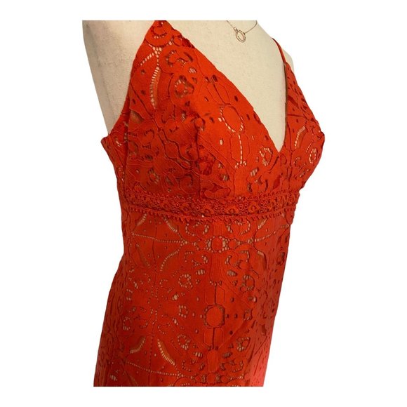 Aeropostale Dress Women Size Medium Tangerine Dream Mini Embroidered Lined Shift - Picture 7 of 13